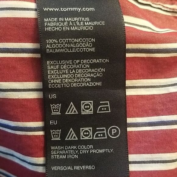 TOMMY HILFIGER BURGUNDY STRIPED BUTTON DOWN - Picture 5 of 5